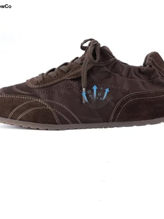 Shoes - Women's Retro Suede Satin Sneakers Cushioned Insole Breathable Walking Shoes